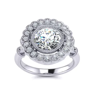 1.5 Carat Vintage Diamond Engagement Ring in 14K White Gold (5.3 g), , Size 4 by SuperJeweler