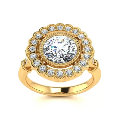 1.5 Carat Vintage Diamond Engagement Ring in 14K Yellow Gold (5.3 g), , Size 4 by SuperJeweler