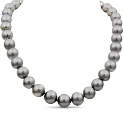 11-13MM Peacock Tahitian South Sea Pearl Strand Necklace w/ 14K White Gold (88 g) Clasp, 18 Inches AAA Quality by SuperJeweler