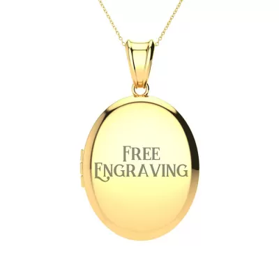 14K Yellow Gold (6.1 g) Medium Oval Double Locket Necklace w/ Free Custom Engraving, 18 Inches, Can Hold Up To Four Pictures by SuperJeweler