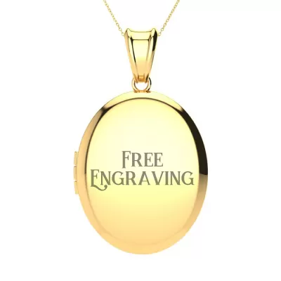 14K Yellow Gold (7.2 g) Large Oval Locket Necklace w/ Free Custom Engraving, 18 Inches, Can Hold Up To Two Pictures by SuperJeweler
