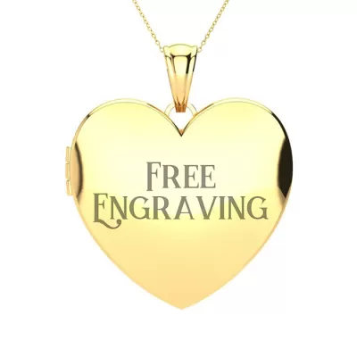 14K Yellow Gold (7 g) Large Heart Locket Necklace w/ Free Custom Engraving, 18 Inches, Can Hold Up To Two Pictures by SuperJeweler