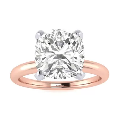 2.5 Carat Cushion Cut Diamond Solitaire Engagement Ring in 14K Rose Gold, , Size 4 by SuperJeweler
