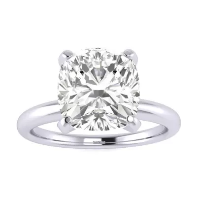 2.5 Carat Cushion Cut Diamond Solitaire Engagement Ring in 14K White Gold, , Size 4 by SuperJeweler