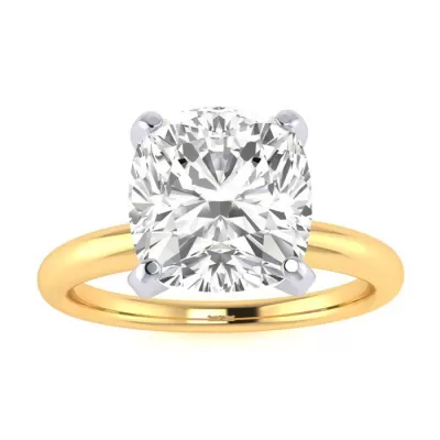 2.5 Carat Cushion Cut Diamond Solitaire Engagement Ring in 14K Yellow Gold, , Size 4 by SuperJeweler