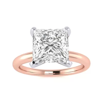 2.5 Carat Princess Cut Diamond Solitaire Engagement Ring in 14K Rose Gold, , Size 4 by SuperJeweler