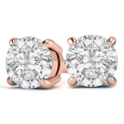 2 Carat Diamond Stud Earrings Set in 14K Rose Gold, , I1-I2, Screwbacks by SuperJeweler