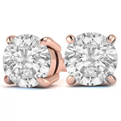 3 Carat Diamond Stud Earrings in 14K Rose Gold,  by SuperJeweler