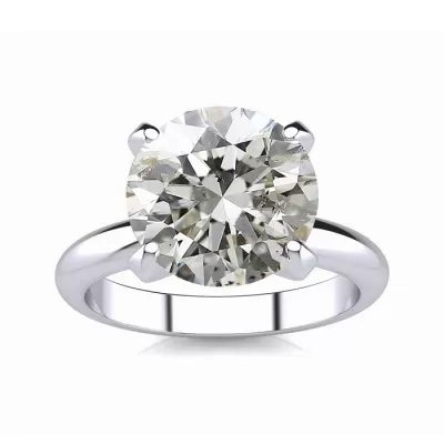 3 Carat Round Diamond White Gold Solitaire Engagement Ring,  Color, I1 Clarity, Size 10 by SuperJeweler
