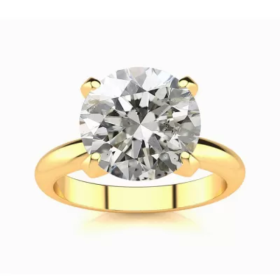 3 Carat Round Diamond Yellow Gold Solitaire Engagement Ring,  Color, I1 Clarity, Size 10 by SuperJeweler