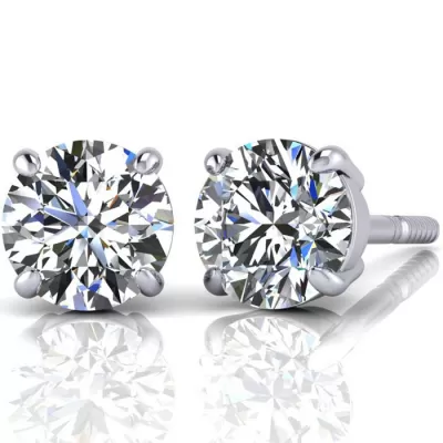 4.02 Carat Round Diamond Stud Earrings in PLATINUM,  by SuperJeweler
