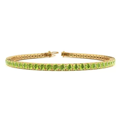 6.5 Inch 3 Carat Peridot Tennis Bracelet in 14K Yellow Gold (8.6 g) by SuperJeweler