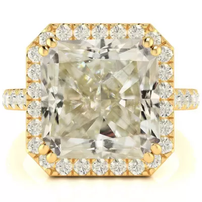 6.60 Carat Radiant Cut Halo Diamond Engagement Ring in 18K Yellow Gold (4.6 g), Size 4 by SuperJeweler