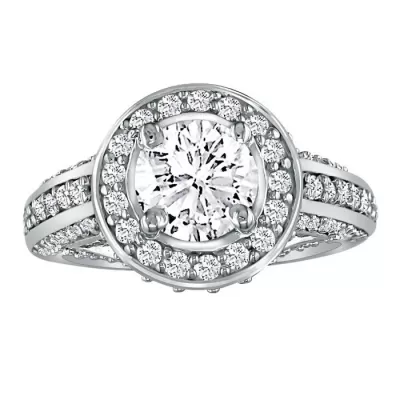 1 2/3 Carat Antique Inspired Halo Diamond Engagement Ring in 14k White Gold, G/H Color by SuperJeweler