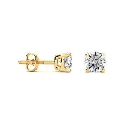 1.25 Carat G/H Color SI Quality Round Diamond Stud Earrings in 14k Yellow Gold by SuperJeweler
