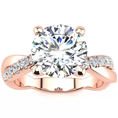 1 3/4 Carat Diamond Engagement Ring in 14K Rose Gold (4.60 g), 1.5 Carat Center Diamond,  I1-I2, Size 4 by SuperJeweler