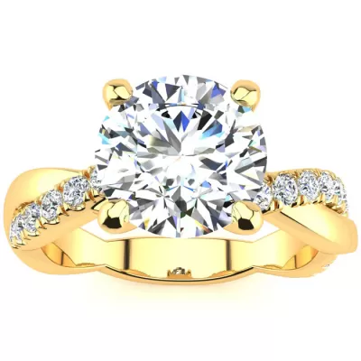 1 3/4 Carat Diamond Engagement Ring in 14K Yellow Gold (4.60 g), 1.5 Carat Center Diamond,  I1-I2, Size 4 by SuperJeweler
