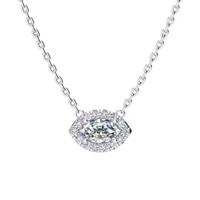 1/3 Carat Marquise Shape Halo Diamond Necklace in 14K White Gold (2.62 g), G/H Color, 17 Inch Chain by SuperJeweler