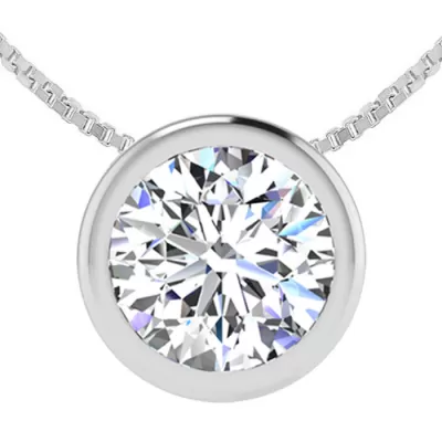 1.5 Carat Bezel Set Diamond Solitaire Necklace in 14K White Gold (2.70 g), 18 Inches,  by SuperJeweler