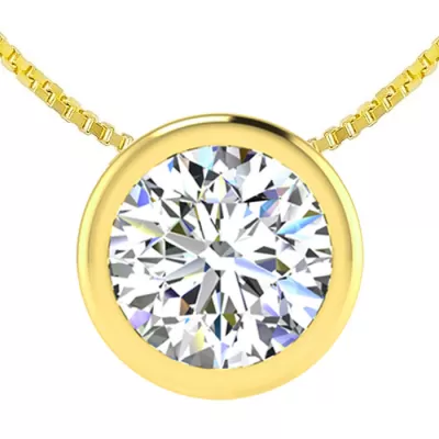 1.5 Carat Bezel Set Diamond Solitaire Necklace in 14K Yellow Gold (2.70 g), 18 Inches,  by SuperJeweler