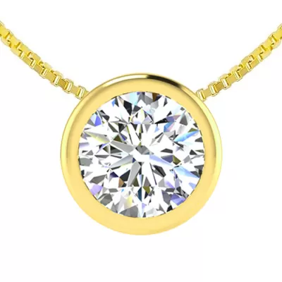 1 Carat Bezel Set Diamond Solitaire Necklace in 14K Rose Gold (2.60 g), 18 Inches,  by SuperJeweler