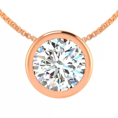 1 Carat Bezel Set Diamond Solitaire Necklace in 14K Yellow Gold (2.60 g), 18 Inches,  by SuperJeweler