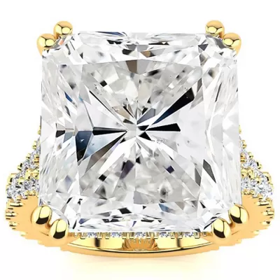 13.13 Octagon Shape Diamond Engagement Ring w/ Hidden Halo in 18K Yellow Gold (8 g), , Size 4 by SuperJeweler