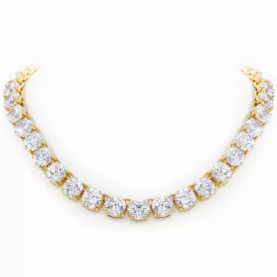 136 Carat Fine Diamond Line Necklace in 18K Yellow Gold (105 Grams), 16 Inches, The Countess Collection by Luann De Lesseps for SuperJeweler, G/H
