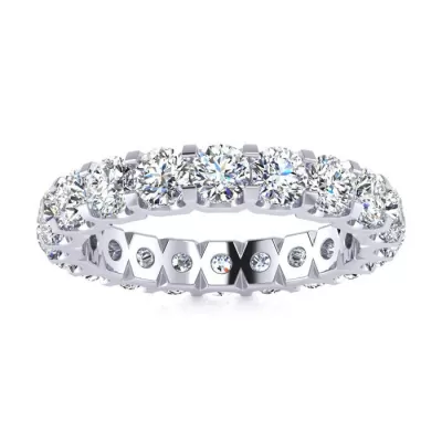 14k 3 Carat U-Based Diamond White Gold Eternity Wedding Band, | SI1-SI2 by SuperJeweler