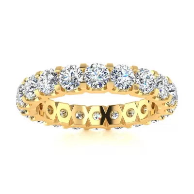 18k 3 Carat U-Based Diamond Yellow Gold Eternity Wedding Band,  | SI2-I1 by SuperJeweler