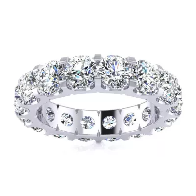 18k 5 Carat U-Based Diamond White Gold Eternity Wedding Band,  | SI1-SI2 by SuperJeweler