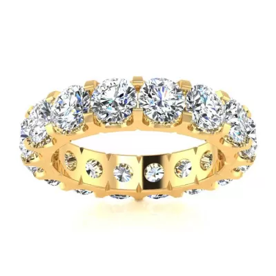 18k 5 Carat U-Based Diamond Yellow Gold Eternity Wedding Band,  | SI1-SI2 by SuperJeweler