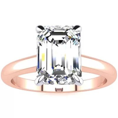 2 Carat Emerald Cut Diamond Solitaire Ring in 14K Rose Gold (3 g), , Size 4 by SuperJeweler