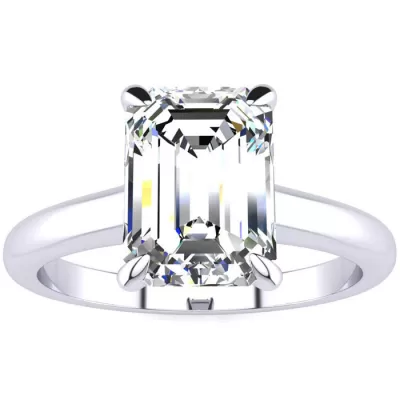 2 Carat Emerald Cut Diamond Solitaire Ring in 14K White Gold (3 g), , Size 4 by SuperJeweler