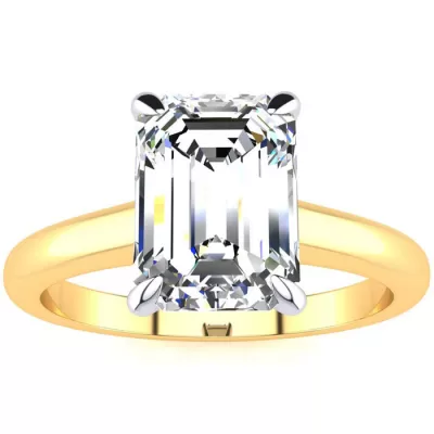 2 Carat Emerald Cut Diamond Solitaire Ring in 14K Yellow Gold (3 g), , Size 4 by SuperJeweler