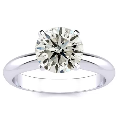2 Carat Round Diamond Solitaire Ring in 14k White Gold, , SI2, Size 4 by SuperJeweler