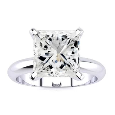 3.0 Carat Princess Cut Diamond Solitaire Engagement Ring in 14K White Gold (3 g), J, Size 10 by SuperJeweler