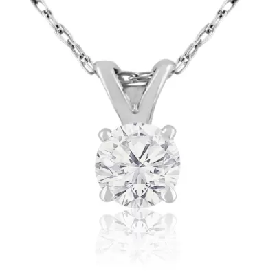 3/8 Carat 14k White Gold Diamond Pendant Necklace  Color I1/I2 Clarity, 18 Inch Chain by SuperJeweler