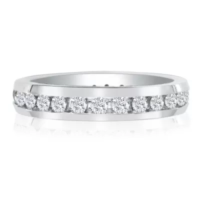 3 Carat Channel Set Round Diamond White Gold Eternity Wedding Band in 18k White Gold,  | SI1-SI2 by SuperJeweler