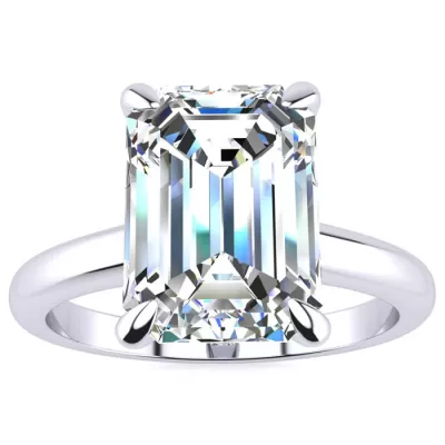 3 Carat Emerald Cut Diamond Solitaire Ring in 14K White Gold (3 g), , Size 4 by SuperJeweler