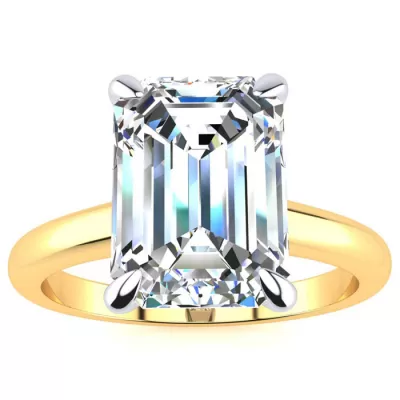 3 Carat Emerald Cut Diamond Solitaire Ring in 14K Yellow Gold (3 g), , Size 4 by SuperJeweler
