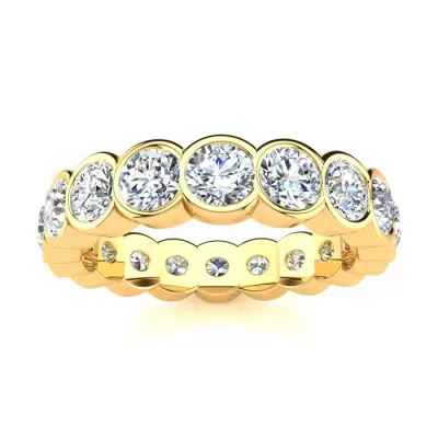 3 Carat Overlapping Bezel Diamond Yellow Gold Eternity Wedding Band in 14k Yellow Gold,  | SI2-I1 by SuperJeweler