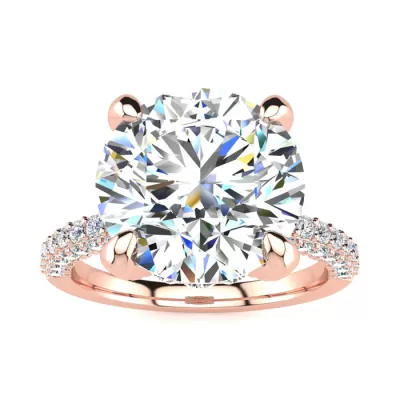 4 3/4 Carat Halo Diamond Engagement Ring w/ 4 Carat Center Diamond in 14K Rose Gold (3.90 g), , Size 4 by SuperJeweler