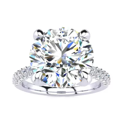 4 3/4 Carat Halo Diamond Engagement Ring w/ 4 Carat Center Diamond in 14K White Gold (3.90 g), , Size 4 by SuperJeweler