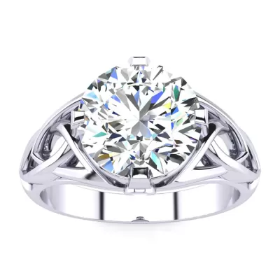 4 Carat Celtic Love Knot Diamond Engagement Ring in 14K White Gold (5.35 g), , Size 4 by SuperJeweler
