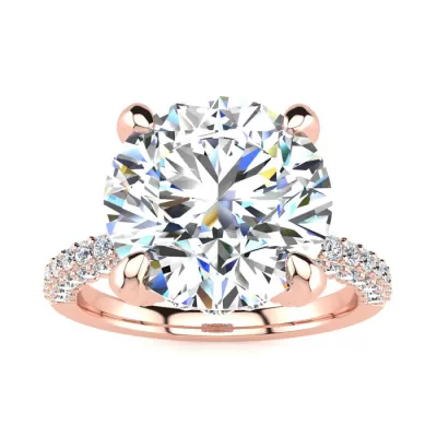 5 1/3 Carat Halo Diamond Engagement Ring w/ 4 Carat Center Diamond in 14K Rose Gold (12.90 g), , Size 4 by SuperJeweler