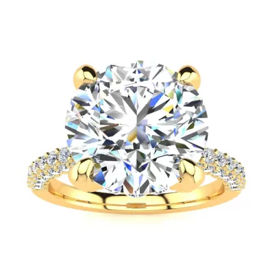 5 1/3 Carat Halo Diamond Engagement Ring w/ 4 Carat Center Diamond in 14K Yellow Gold (12.90 g), , Size 4 by SuperJeweler
