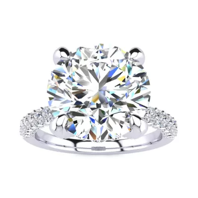 5 1/3 Carat Halo Diamond Engagement Ring w/ Carat Center Diamond in 14K White Gold (12.90 g), , Size 4 by SuperJeweler