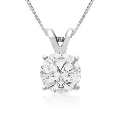 Fine 1 Carat 14k White Gold Diamond Pendant Necklace, , 18 Inch Chain by SuperJeweler