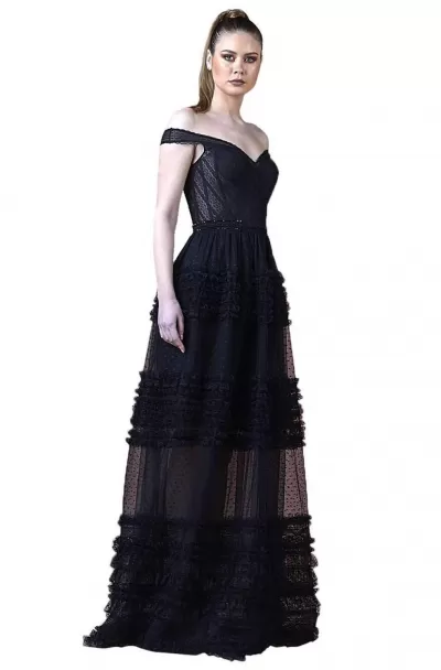 Gatti Nolli Couture - OP-4781 Off-shoulder Ruffled A-line Dress